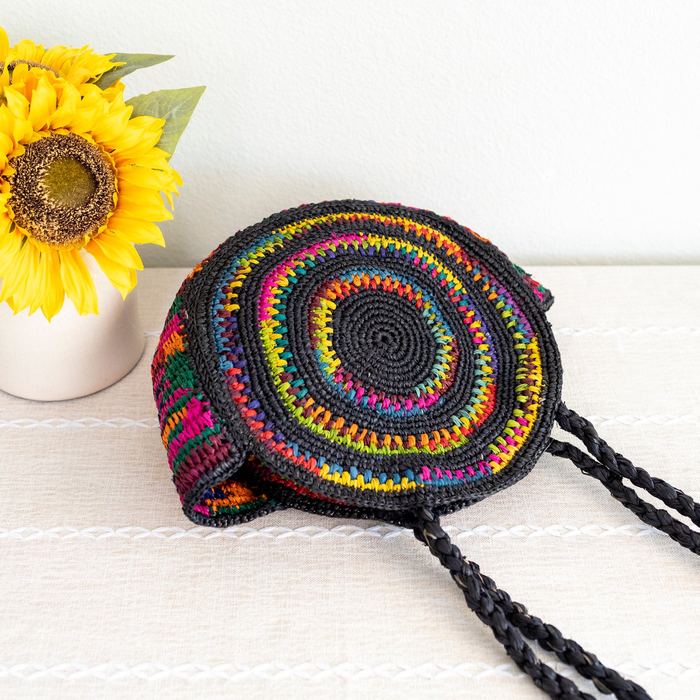 Multicolor Round Raffia Shoulder Bag
