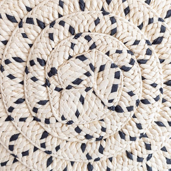 Round Floral-Openwork Straw Shoulder Bag