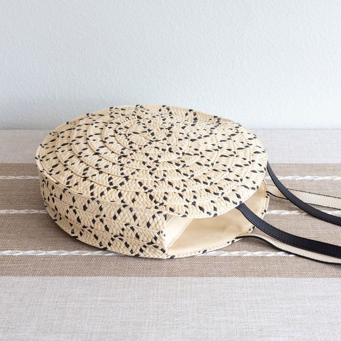 Round Floral-Openwork Straw Shoulder Bag