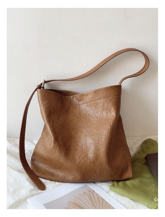 Slouchy High Quality Synthetic Leather Shoulder Tote