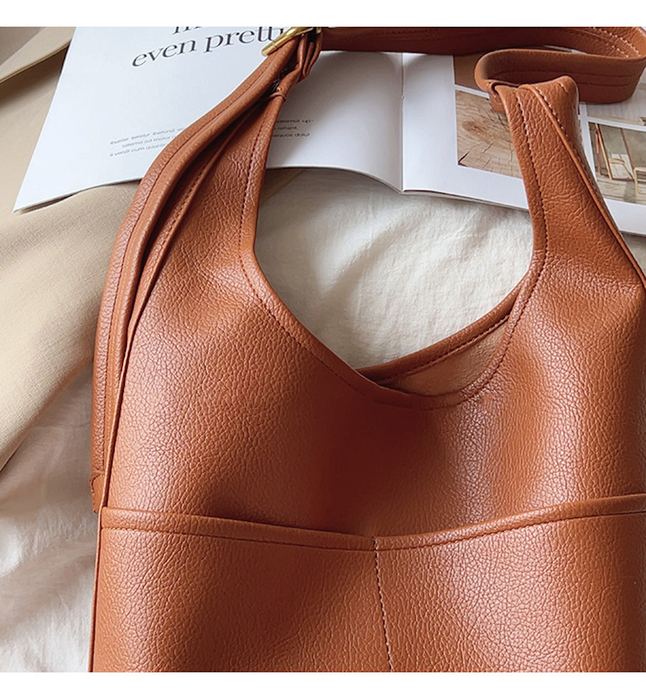 High Quality Synthetic Leather Hobo Tote with Front Pocket