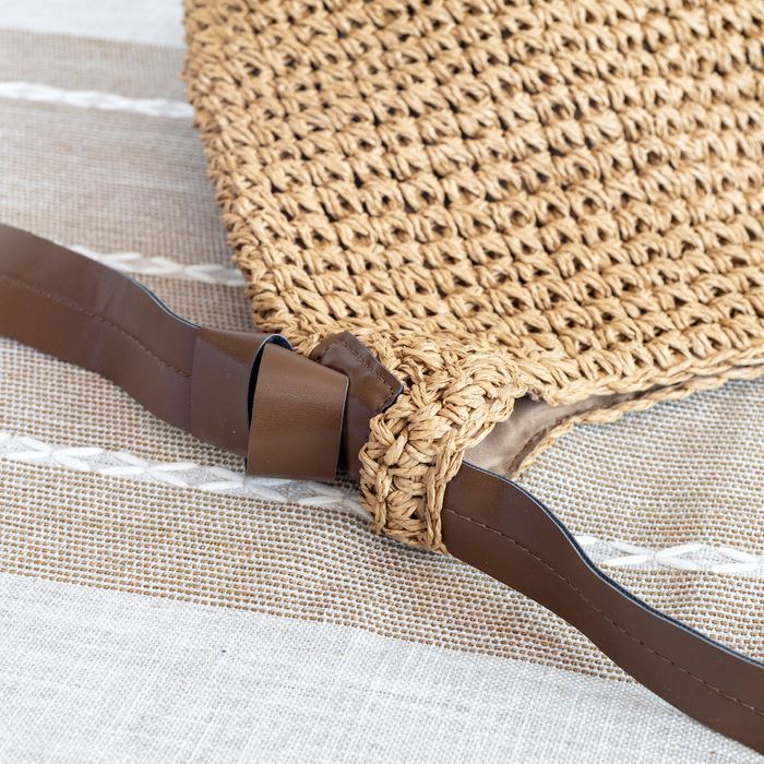 Straw Hobo Shoulder Bag with Wide Contrast Strap