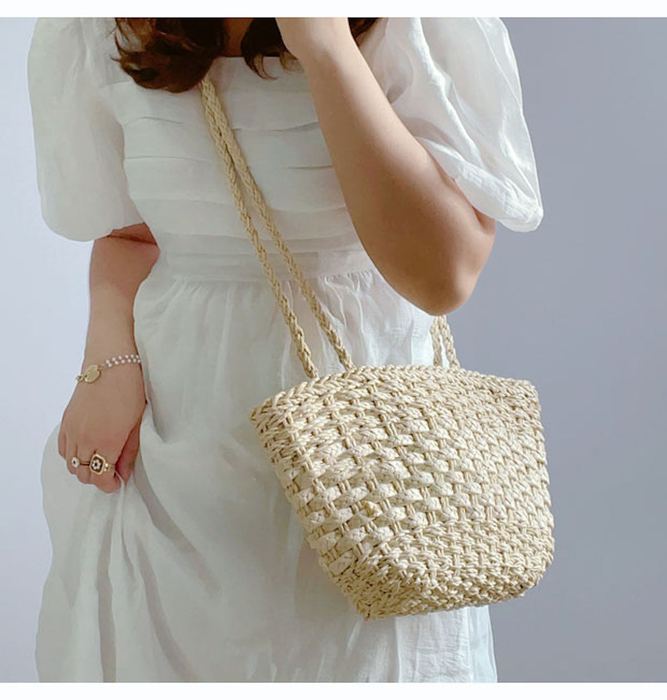 Textured Straw Tote with Twisted Woven Handles