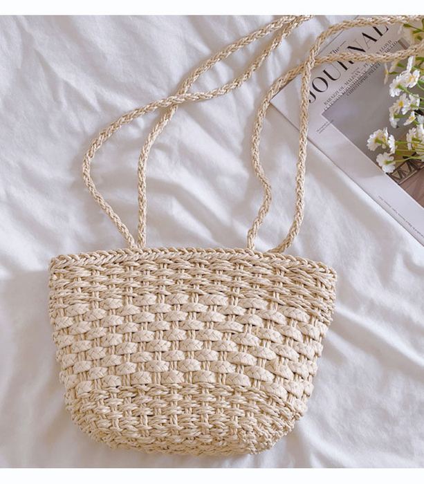 Textured Straw Tote with Twisted Woven Handles