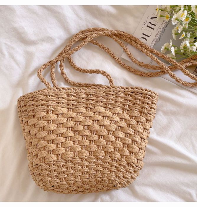 Textured Straw Tote with Twisted Woven Handles