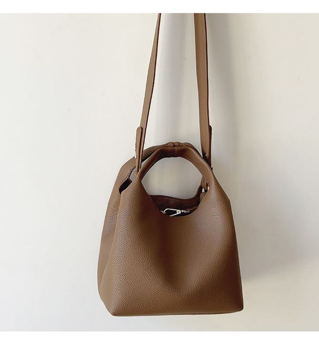 High Quality Synthetic Leather Bucket Bag with Oval Handles