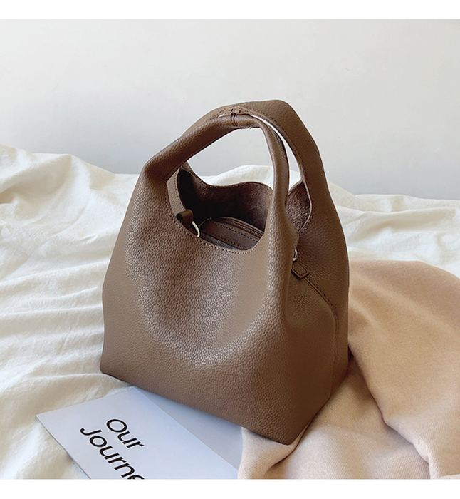 High Quality Synthetic Leather Bucket Bag with Oval Handles