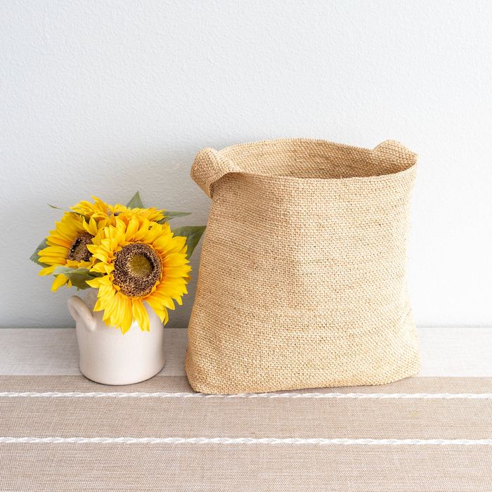 Natural Raffia Shoulder Tote with Tapered Body