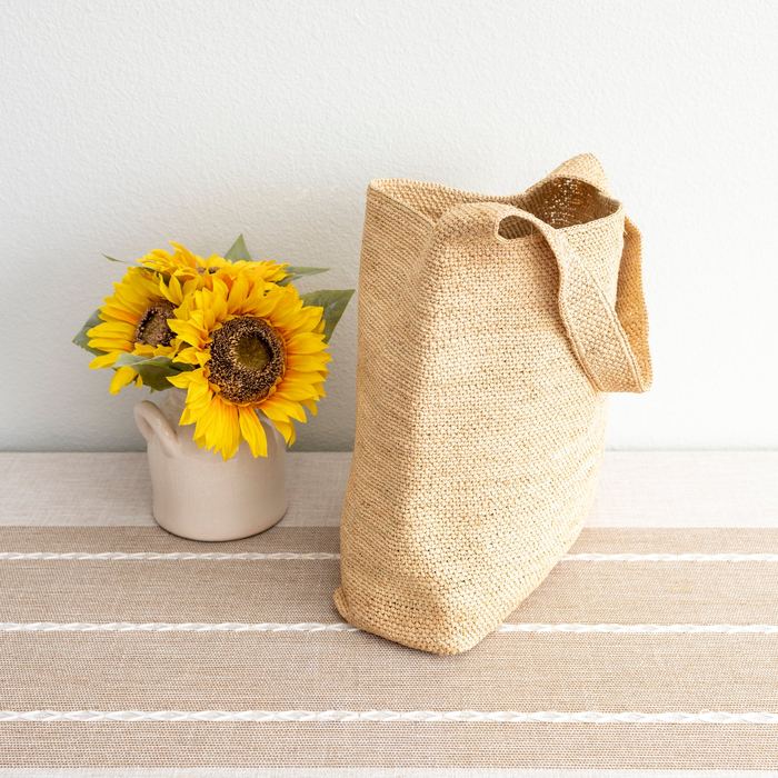 Natural Raffia Shoulder Tote with Tapered Body