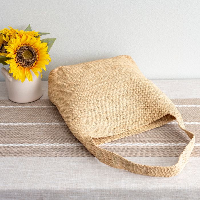 Natural Raffia Shoulder Tote with Tapered Body