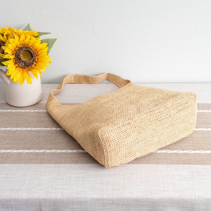 Natural Raffia Shoulder Tote with Tapered Body