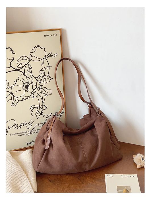 Slouchy Shoulder Bag with Gathered Sides