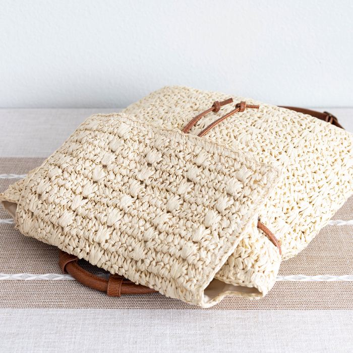 Woven Straw Flap Backpack with Adjustable Straps
