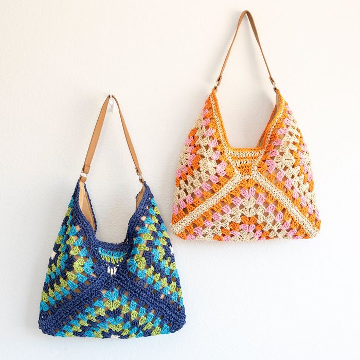 Multicolor Chevron Woven Straw Shoulder Bag