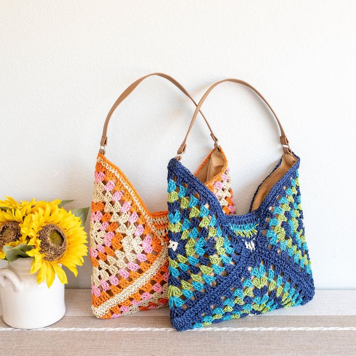 Multicolor Chevron Woven Straw Shoulder Bag