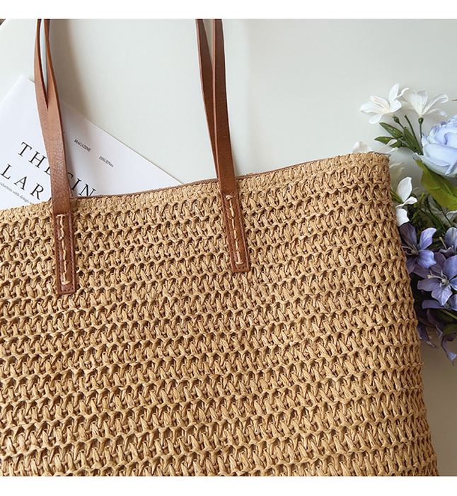 Classic Woven Straw Shoulder Tote