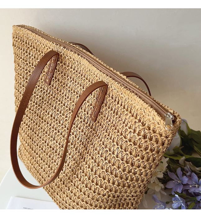 Classic Woven Straw Shoulder Tote