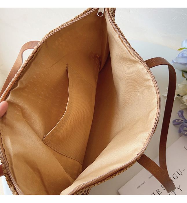 Classic Woven Straw Shoulder Tote