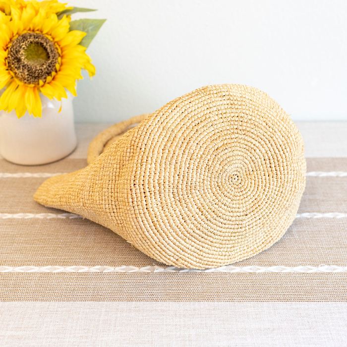 Natural Raffia Basket Bag with Rounded Top Handles