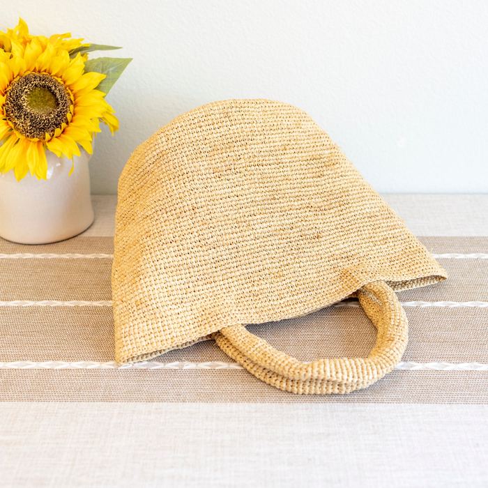 Natural Raffia Basket Bag with Rounded Top Handles