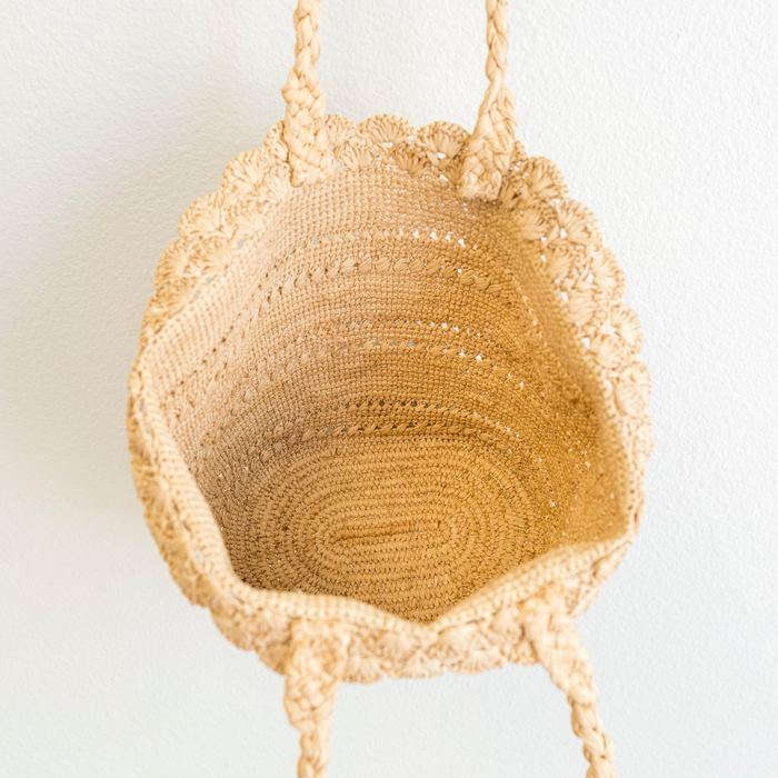 Natural Raffia Basket Tote with Braided Handles