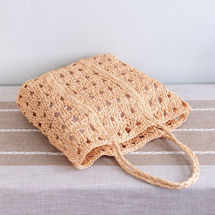 Large Openwork Straw Tote with Woven Top Handles