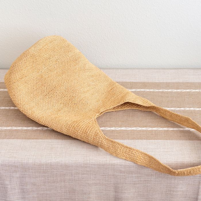 Natural Raffia Bucket Shoulder Bag with Long Woven Strap