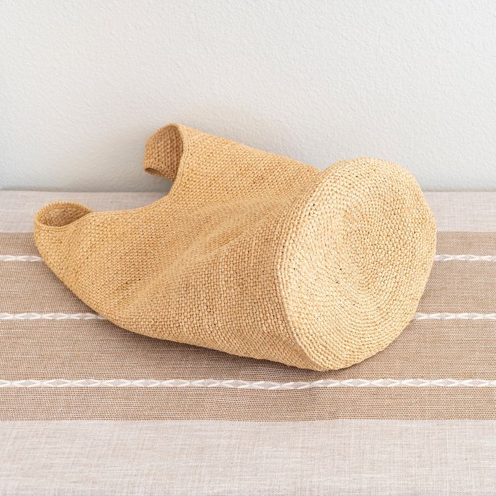 Natural Raffia Bucket Shoulder Bag with Long Woven Strap