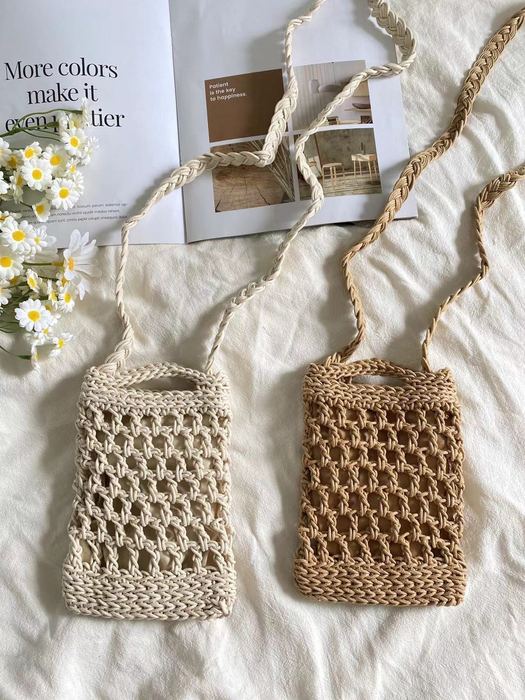Mini Openwork Crochet Crossbody Pouch