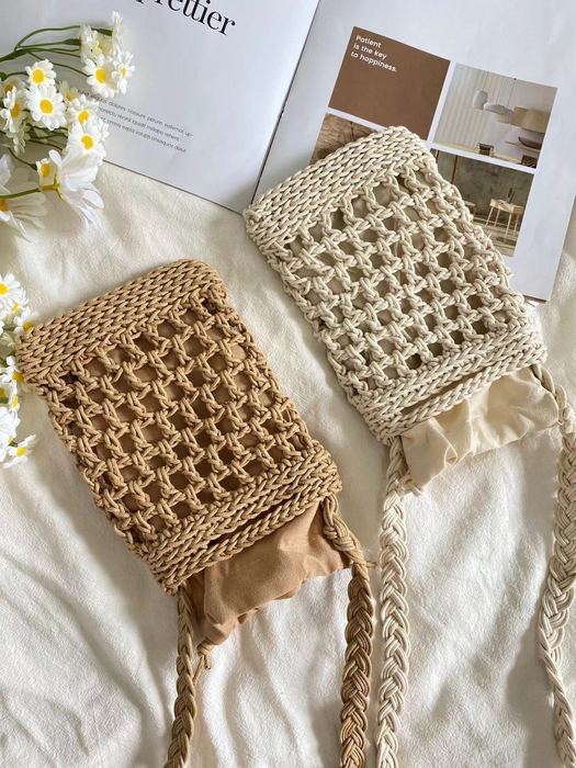 Mini Openwork Crochet Crossbody Pouch