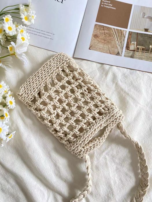 Mini Openwork Crochet Crossbody Pouch