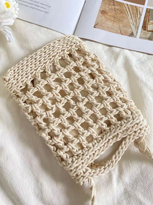 Mini Openwork Crochet Crossbody Pouch