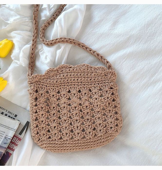 Mini Crochet Crossbody Purse with Raised Flower Detail