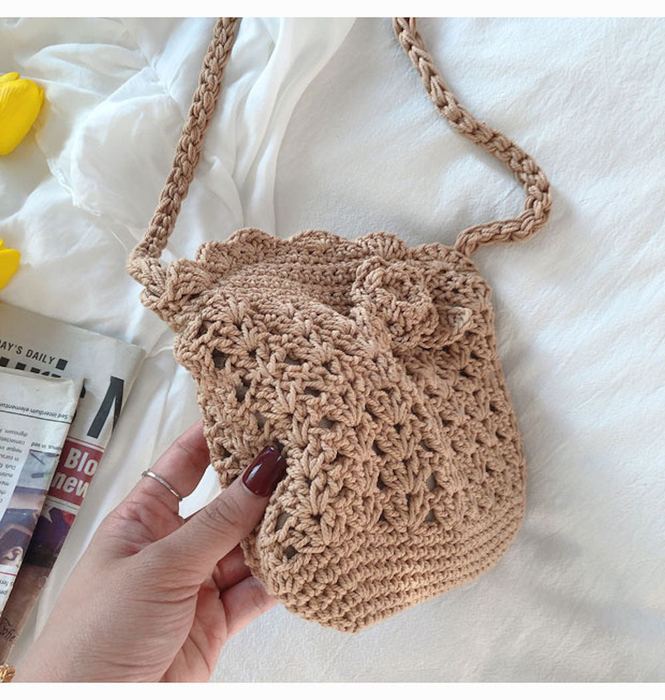 Mini Crochet Crossbody Purse with Raised Flower Detail