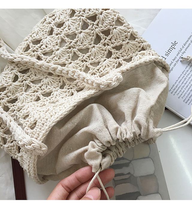 Small Floral Openwork Crochet Bucket Bag