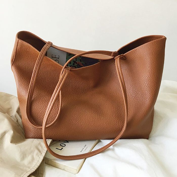Large Pebbled High Quality Synthetic Leather Carryall Tote