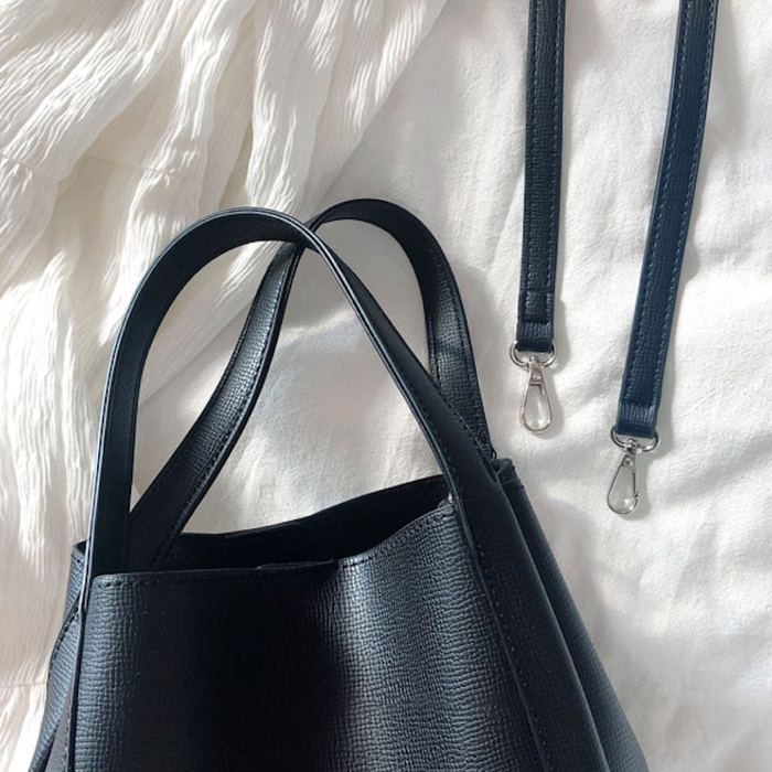 Upright High Quality Synthetic Leather Bucket Bag with Slim Handles