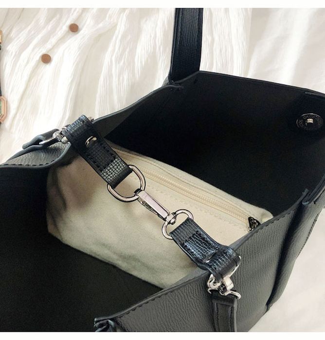 Upright High Quality Synthetic Leather Bucket Bag with Slim Handles