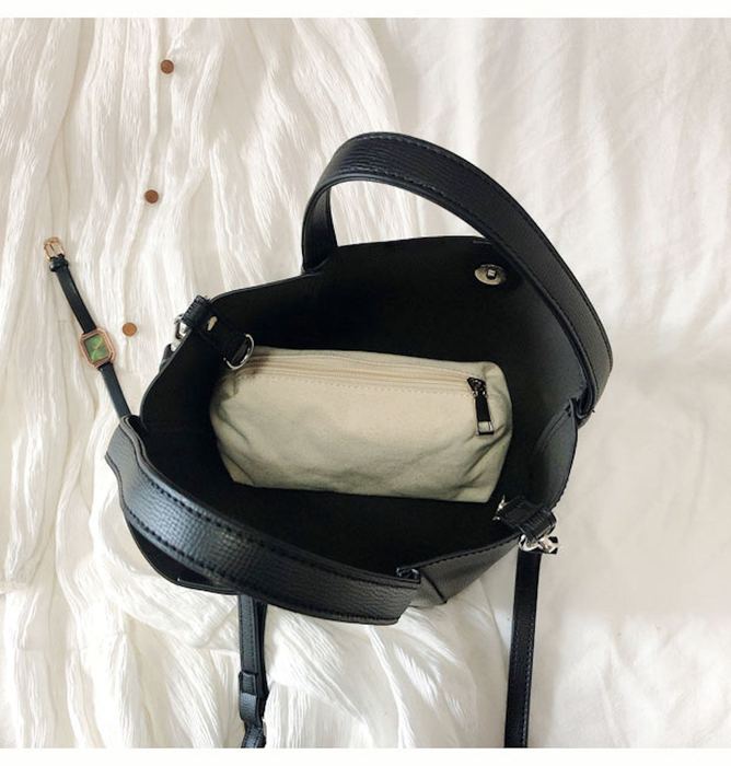 Upright High Quality Synthetic Leather Bucket Bag with Slim Handles