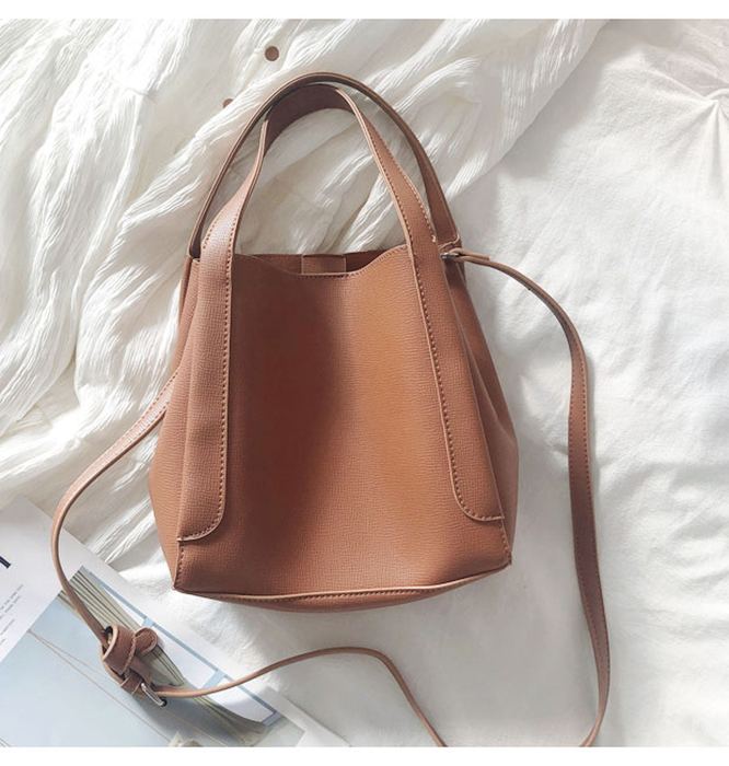 Upright High Quality Synthetic Leather Bucket Bag with Slim Handles