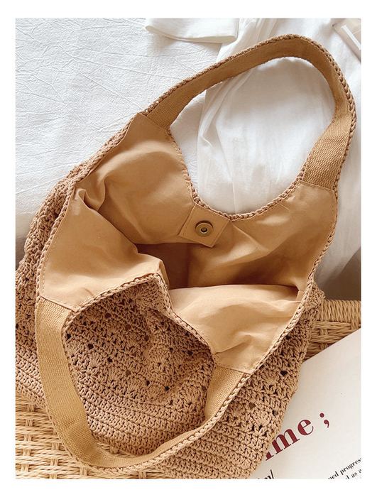 Textured Crochet Hobo Tote with Wide Matching Handles