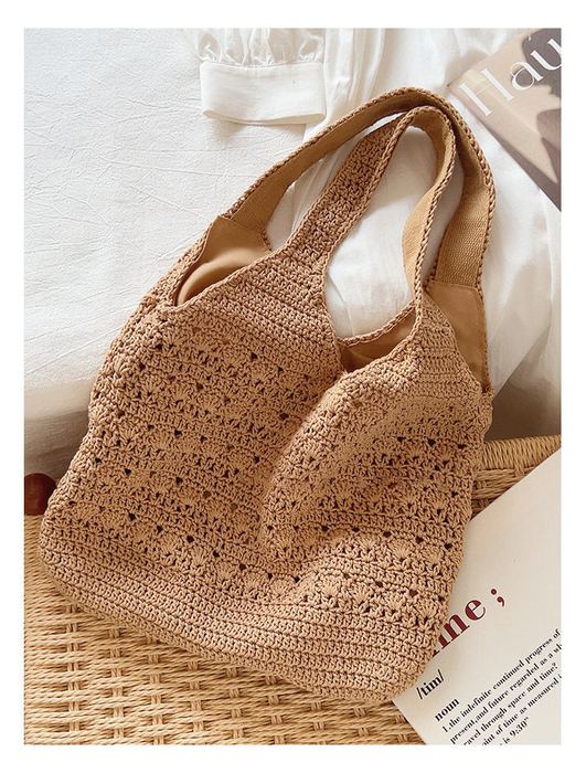 Textured Crochet Hobo Tote with Wide Matching Handles