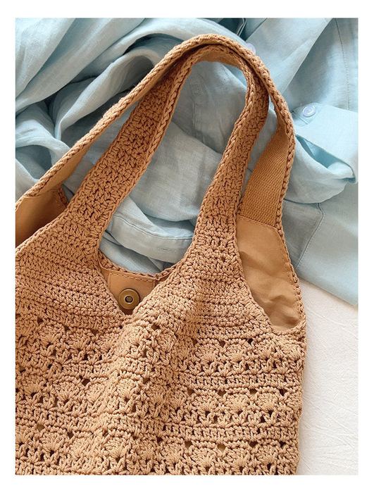 Textured Crochet Hobo Tote with Wide Matching Handles